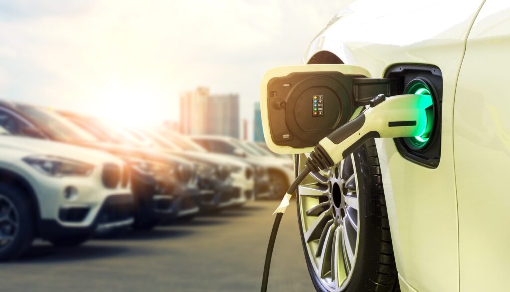 Power supply connect to electric car for add charge to the battery